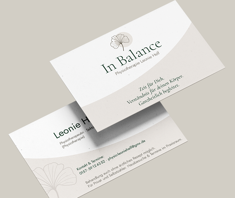 Vistenkarten mockup einer Physiostudio InBalance