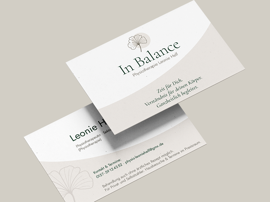 zweiseitige Visitenkarten mockup einer Physiostudio InBalance