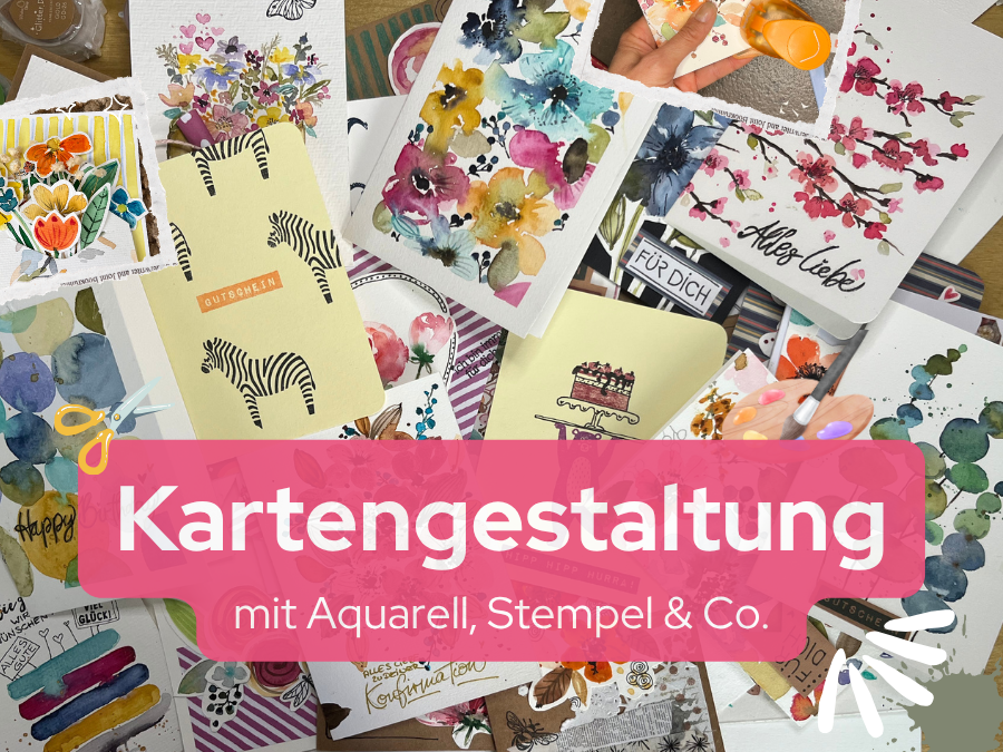 Viele gestaltete Karten und Kurstitel