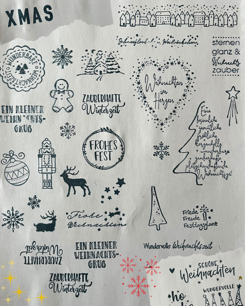 Weihnachtsstempel-Collage Collage mit Stempel rund um Weihnachten