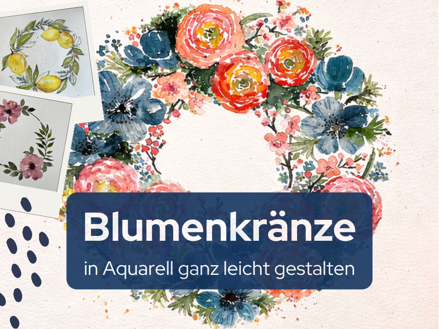 Blumenkranz mit Kursbeschreibung Blumenkränze in Aquarell